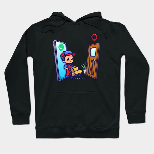 Cute Courier Delivery Package Cartoon Hoodie by Catalyst Labs